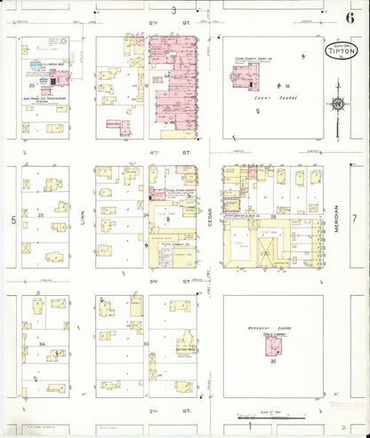 Sanborn Fire Insurance Map from Tipton, Cedar County, Iowa (1914), Sheet #0006 - Historic Sanborn Fire Insurance Map Print, vintage old map wall art