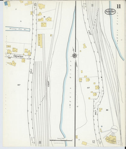 Sanborn Fire Insurance Map from Pomeroy, Meigs County, Ohio (1916), Sheet #0011 - Complete Map Set gallery image, historic Sanborn map, vintage wall art, Ohio Ohio