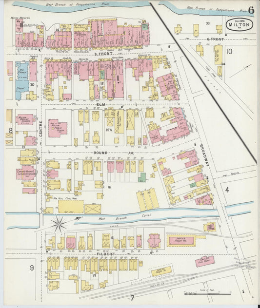 Sanborn Fire Insurance Map from Milton, Northumberland County, Pennsylvania (1896), Sheet #0006 - Historic Sanborn Fire Insurance Map Print, vintage old map wall art, antique decor, genealogy gift, Pennsylvania Pennsylvania map