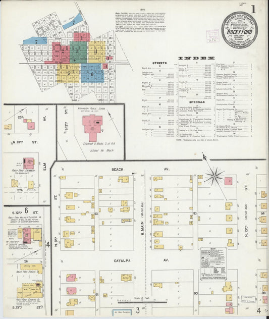 Sanborn Fire Insurance Map from Rocky Ford, Otero County, Colorado (1906), Sheet #0001 - Complete Map Set gallery image, historic Sanborn map, vintage wall art, Colorado Colorado