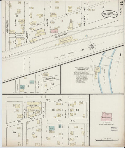 Sanborn Fire Insurance Map from Princeton, Mercer County, Missouri (1886), Sheet #0002 - Historic Sanborn Fire Insurance Map Print, vintage old map wall art, antique decor, genealogy gift, Missouri Missouri map