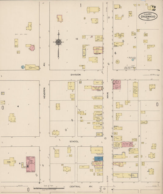 Sanborn Fire Insurance Map from Greenwood, Clark County, Wisconsin (1922), Sheet #0002 - Historic Sanborn Fire Insurance Map Print, vintage old map wall art, antique decor, genealogy gift, Wisconsin Wisconsin map