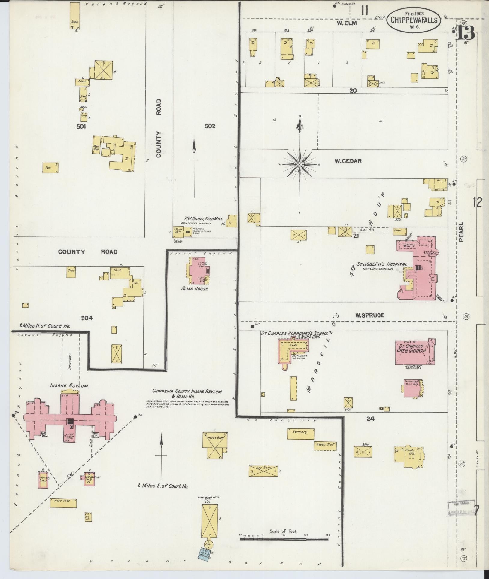 Sanborn Fire Insurance Map from Chippewa Falls, Chippewa County, Wisconsin (1903), Sheet #0013 - Complete Map Set gallery image, historic Sanborn map, vintage wall art, Wisconsin Wisconsin