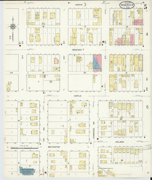 Sanborn Fire Insurance Map from Iron River, Iron County, Michigan (1913), Sheet #0005 - Historic Sanborn Fire Insurance Map Print, vintage old map wall art, antique decor, genealogy gift, Michigan Michigan map