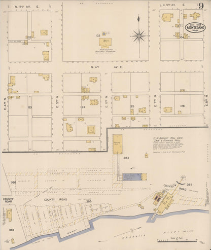 Sanborn Fire Insurance Map from Montesano, Grays Harbor County, Washington (1909), Sheet #0009 - Complete Map Set gallery image, historic Sanborn map, vintage wall art, Washington Washington