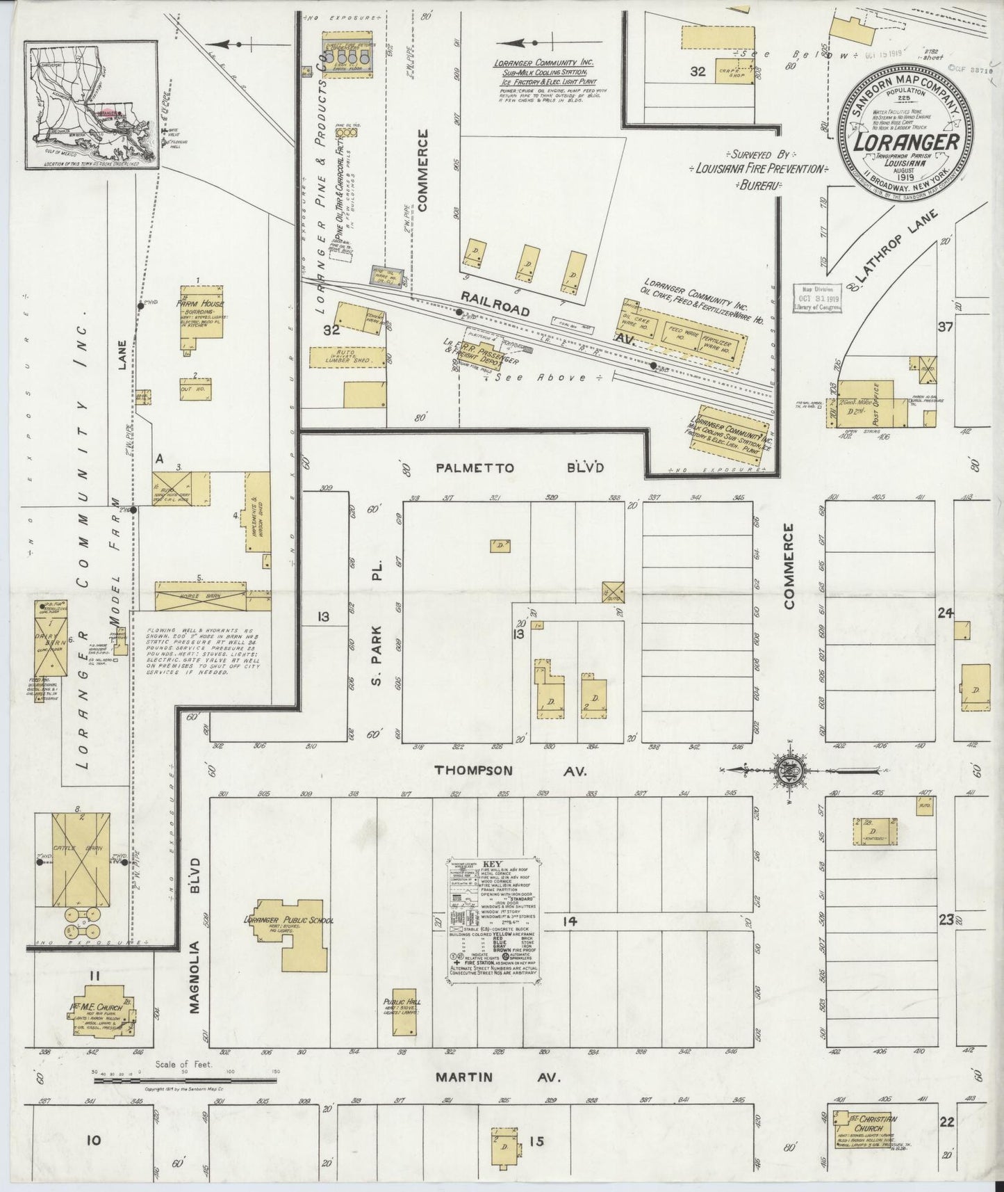 Sanborn Fire Insurance Map from Loranger, Tangipahoa Parish, Louisiana. (1919) – Historic Sanborn Fire Insurance Map Print