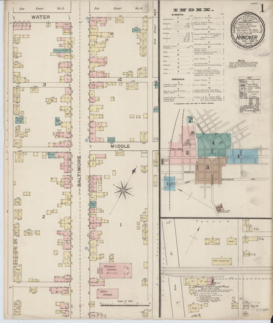 Sanborn Fire Insurance Map from Hanover, York County, Pennsylvania (1886), Sheet #0001 - Complete Map Set gallery image, historic Sanborn map, vintage wall art, Pennsylvania Pennsylvania