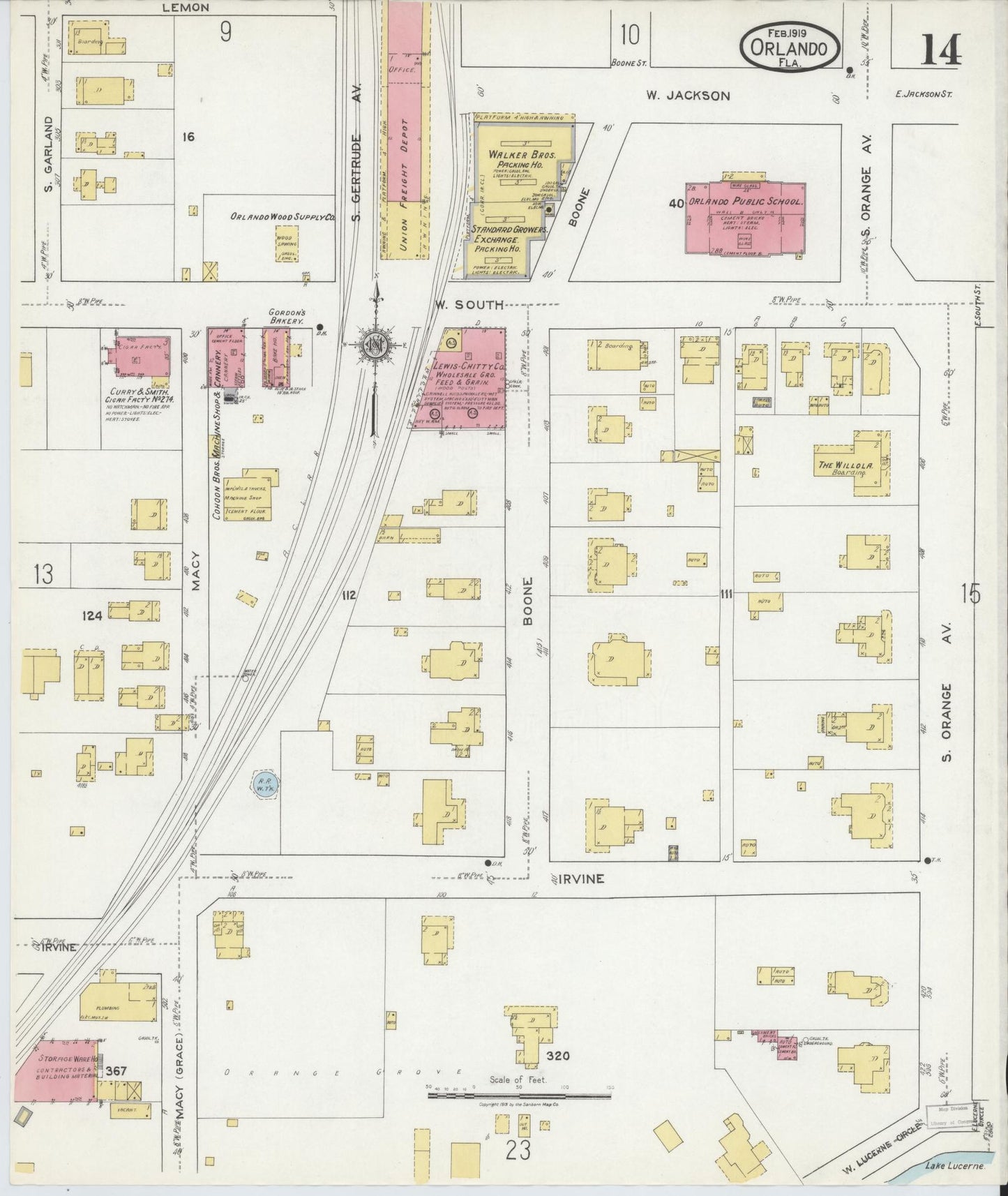 Sanborn Fire Insurance Map from Orlando, Orange County, Florida (1919), Sheet #0014 - Complete Map Set gallery image, historic Sanborn map, vintage wall art, Florida Florida