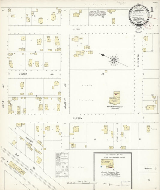 Sanborn Fire Insurance Map from Sumner, Pierce County, Washington (1899), Sheet #0001 - Historic Sanborn Fire Insurance Map Print, vintage old map wall art, antique decor, genealogy gift, Washington Washington map