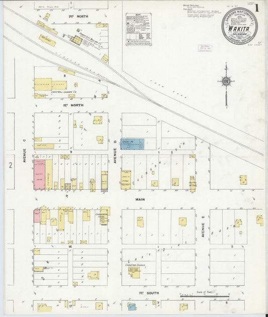 Sanborn Fire Insurance Map from Wakita, Grant County, Oklahoma (1911), Sheet #0001 - Complete Map Set gallery image, historic Sanborn map, vintage wall art, Oklahoma Oklahoma