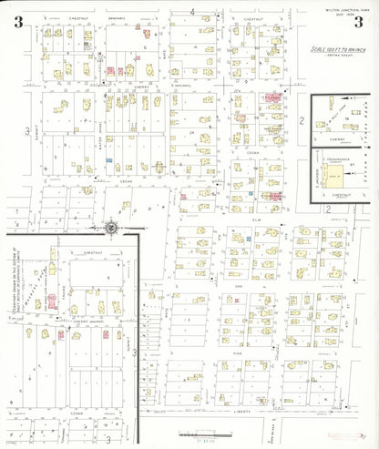 Sanborn Fire Insurance Map from Wilton Junction, Muscatine County, Iowa (1939), Sheet #0003 - Historic Sanborn Fire Insurance Map Print, vintage old map wall art