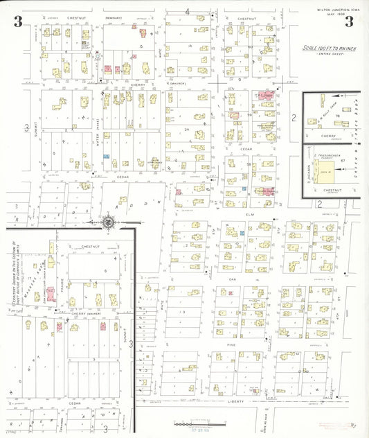 Sanborn Fire Insurance Map from Wilton Junction, Muscatine County, Iowa (1939), Sheet #0003 - Historic Sanborn Fire Insurance Map Print, vintage old map wall art