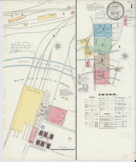 Sanborn Fire Insurance Map from Dayton, Rhea County, Tennessee (1897), Sheet #0001 - Historic Sanborn Fire Insurance Map Print, vintage old map wall art, antique decor, genealogy gift, Tennessee Tennessee map