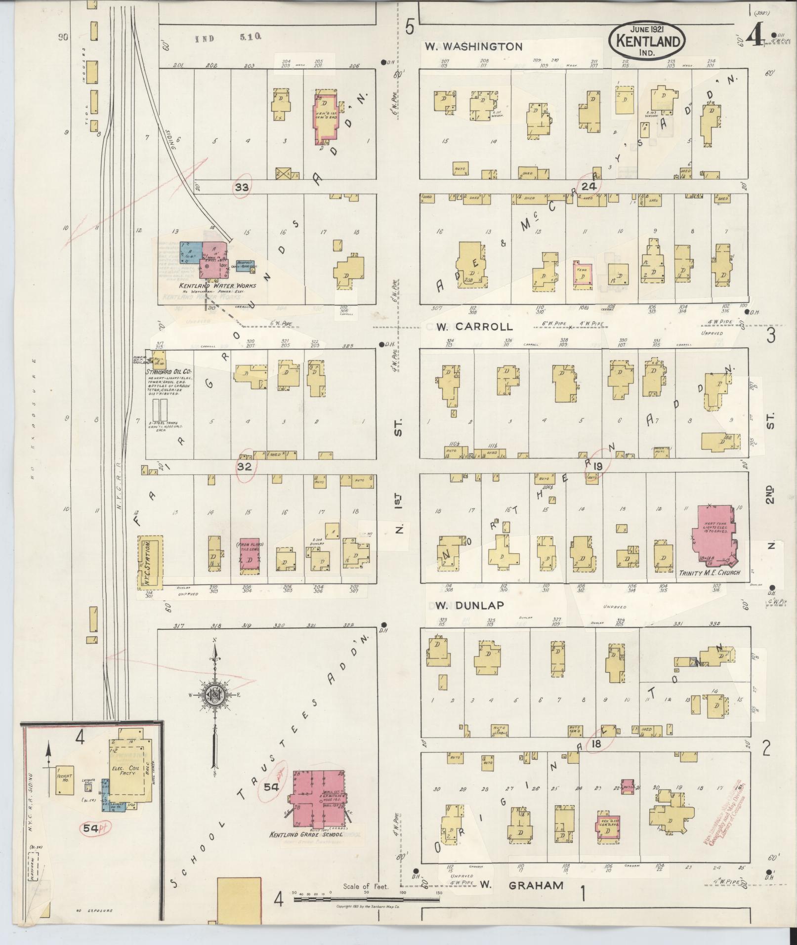 Sanborn Fire Insurance Map from Kentland, Newton County, Indiana (1942), Sheet #0004 - Complete Map Set gallery image, historic Sanborn map, vintage wall art, Indiana Indiana