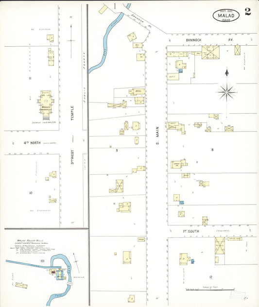 Sanborn Fire Insurance Map from Malad City, Oneida County, Idaho (1900), Sheet #0002 - Historic Sanborn Fire Insurance Map Print, vintage old map wall art, antique decor, genealogy gift, Idaho Idaho map