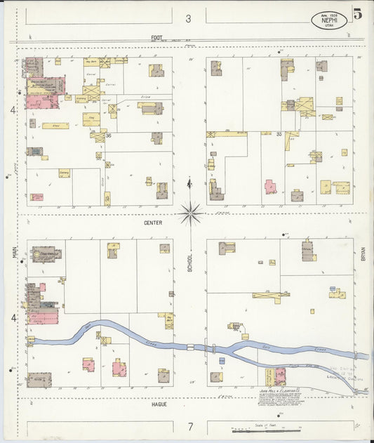 Sanborn Fire Insurance Map from Nephi, Juab County, Utah (1908), Sheet #0005 - Historic Sanborn Fire Insurance Map Print, vintage old map wall art, antique decor, genealogy gift, Utah Utah map