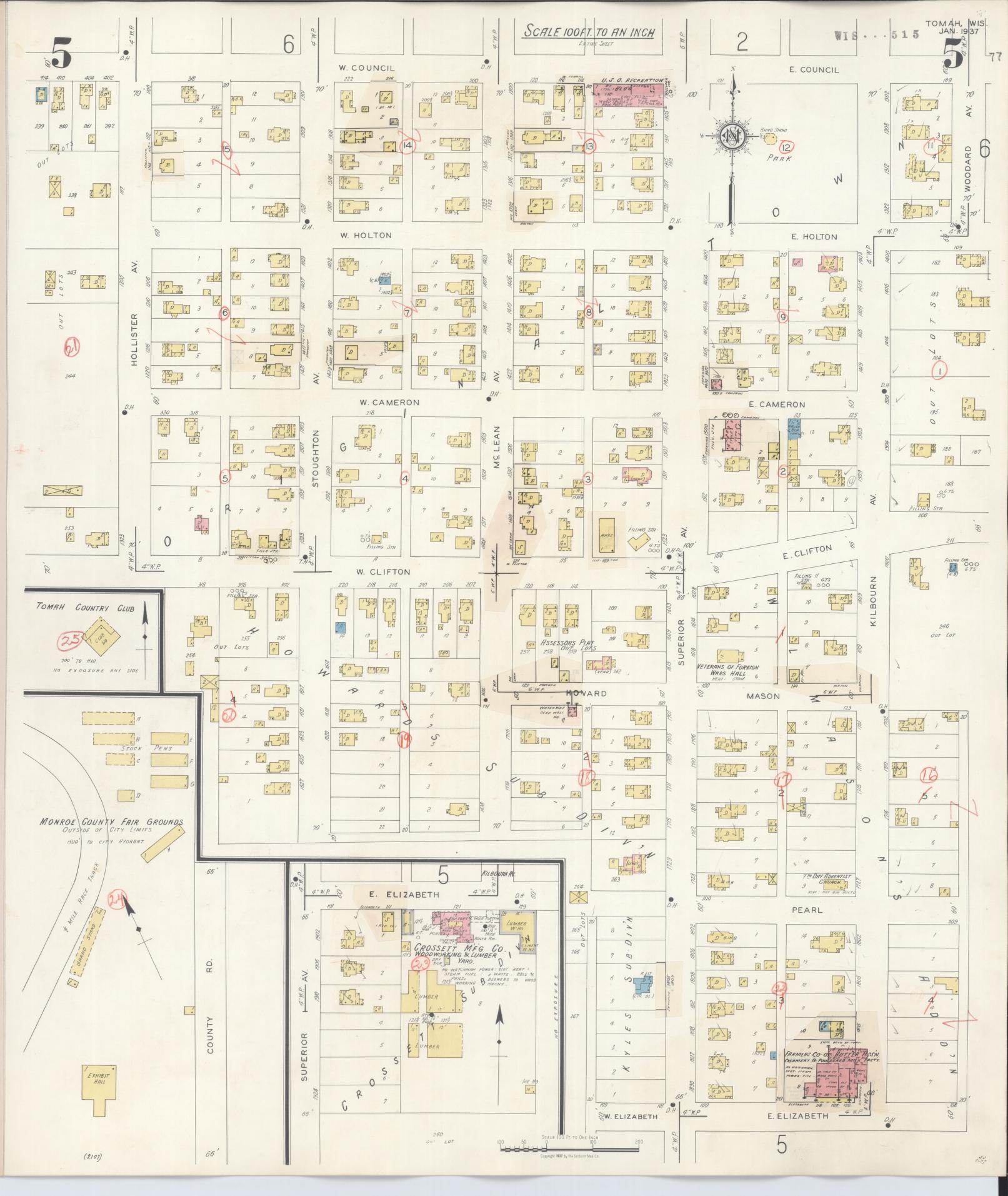 Sanborn Fire Insurance Map from Tomah, Monroe County, Wisconsin (1944), Sheet #0005 - Complete Map Set gallery image, historic Sanborn map, vintage wall art, Wisconsin Wisconsin