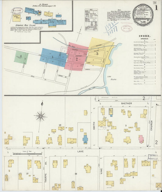 Sanborn Fire Insurance Map from Hammondsport, Steuben County, New York (1898), Sheet #0001 - Complete Map Set gallery image, historic Sanborn map, vintage wall art, New York New York