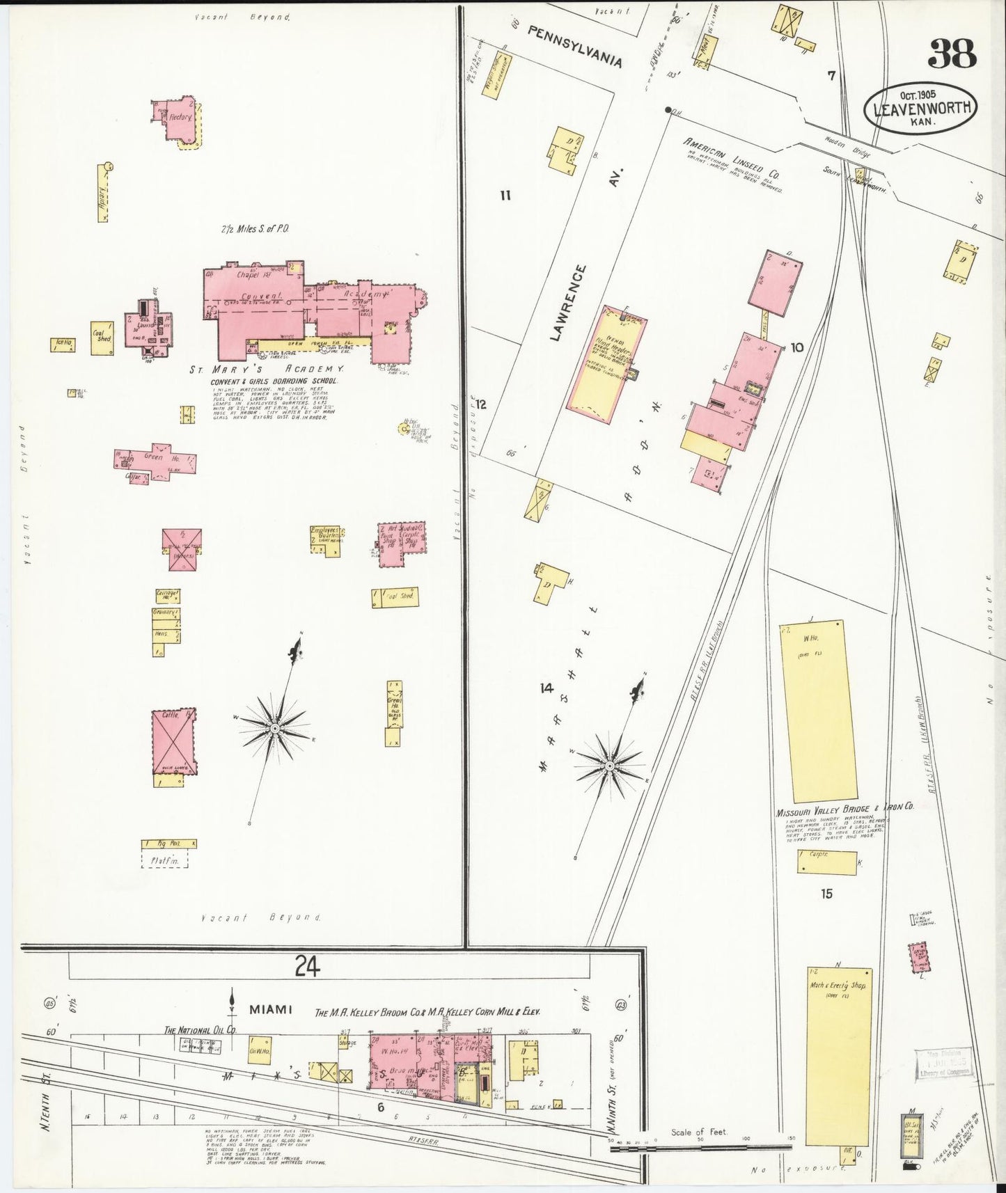 Sanborn Fire Insurance Map from Leavenworth, Leavenworth County, Kansas (1905), Sheet #0039 - Complete Map Set gallery image, historic Sanborn map, vintage wall art, Kansas Kansas