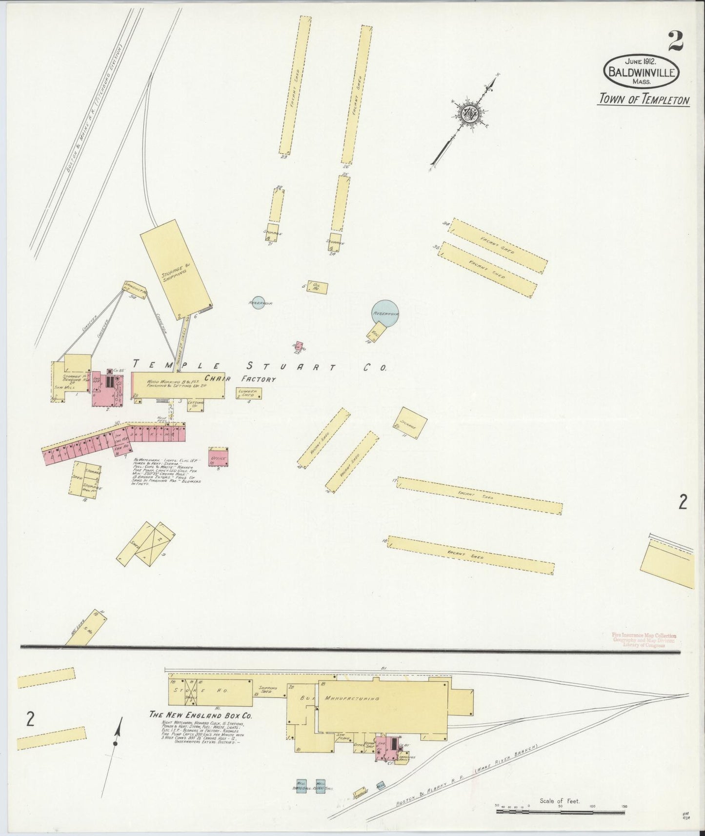 Sanborn Fire Insurance Map from Baldwinville, Worcester County, Massachusetts (1912), Sheet #0002 - Complete Map Set gallery image, historic Sanborn map, vintage wall art, Massachusetts Massachusetts