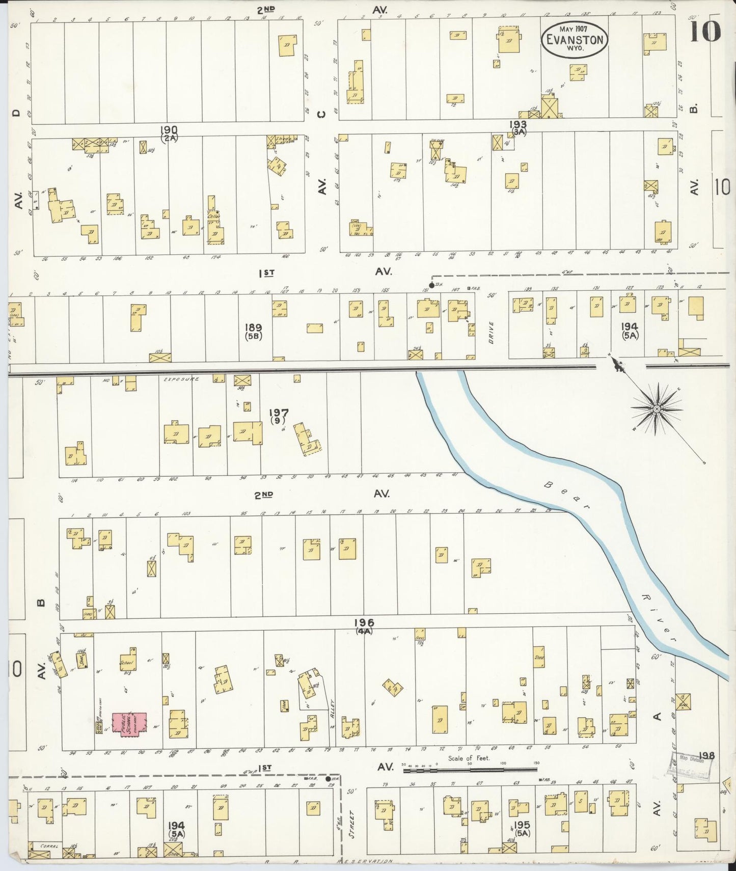 Sanborn Fire Insurance Map from Evanston, Uinta County, Wyoming (1907), Sheet #0010 - Complete Map Set gallery image, historic Sanborn map, vintage wall art, Wyoming Wyoming