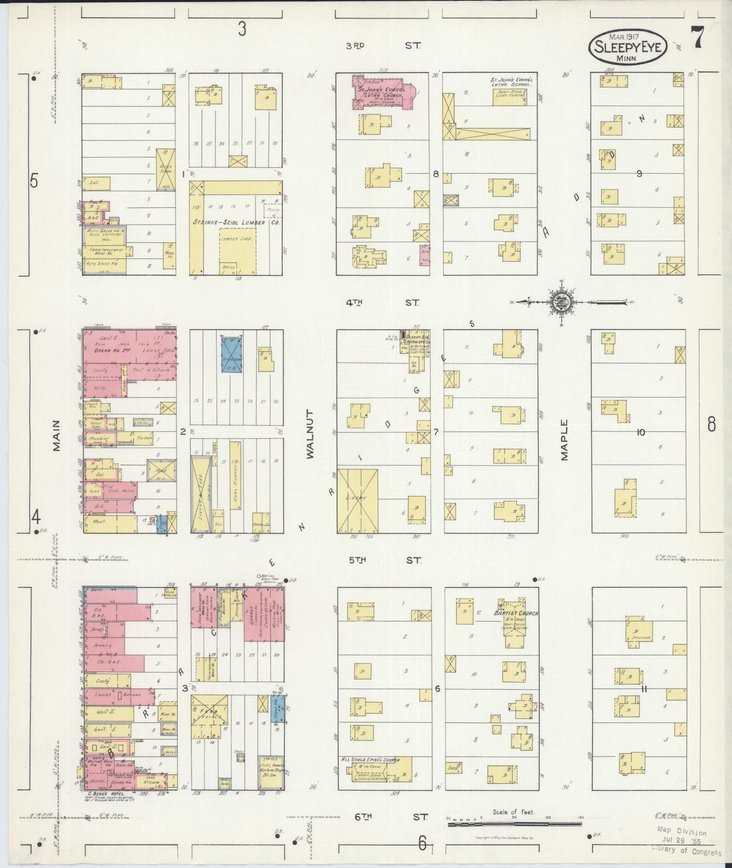 Sanborn Fire Insurance Map from Sleepy Eye, Brown County, Minnesota (1917), Sheet #0007 - Complete Map Set gallery image, historic Sanborn map, vintage wall art, Minnesota Minnesota