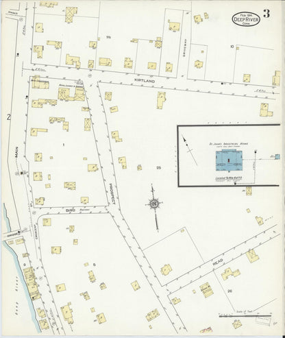 Sanborn Fire Insurance Map from Deep River, Middlesex County, Connecticut (1914), Sheet #0003 - Complete Map Set gallery image, historic Sanborn map, vintage wall art, Connecticut Connecticut