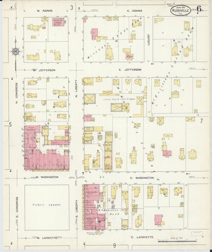 Sanborn Fire Insurance Map from Rushville, Schuyler County, Illinois (1913), Sheet #0006 - Complete Map Set gallery image, historic Sanborn map, vintage wall art, Illinois Illinois
