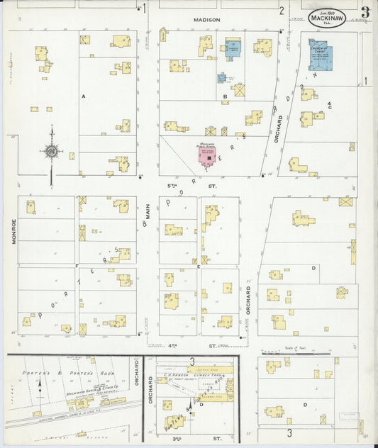 Sanborn Fire Insurance Map from Mackinaw, Tazewell County, Illinois (1910), Sheet #0003 - Historic Sanborn Fire Insurance Map Print, vintage old map wall art, antique decor, genealogy gift, Illinois Illinois map
