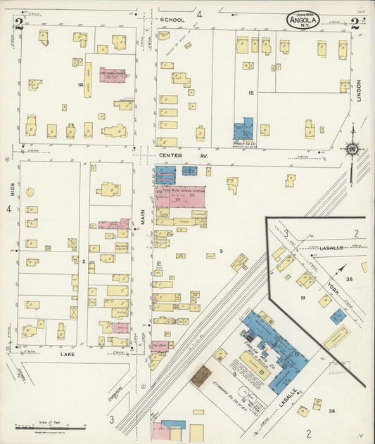 Sanborn Fire Insurance Map from Angola, Erie County, New York (1924), Sheet #0002 - Historic Sanborn Fire Insurance Map Print, vintage old map wall art, antique decor, genealogy gift, New York New York map