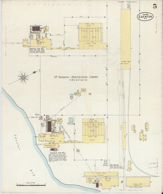 Sanborn Fire Insurance Map from Edenton, Chowan County, North Carolina (1898), Sheet #0005 - Historic Sanborn Fire Insurance Map Print, vintage old map wall art, antique decor, genealogy gift, North Carolina North Carolina map