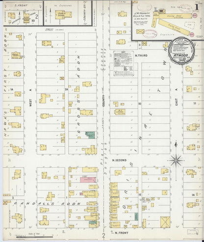 Sanborn Fire Insurance Map from Atwood, Douglas And Piatt Counties, Illinois (1899), Sheet #0001 - Complete Map Set gallery image, historic Sanborn map, vintage wall art, Illinois Illinois