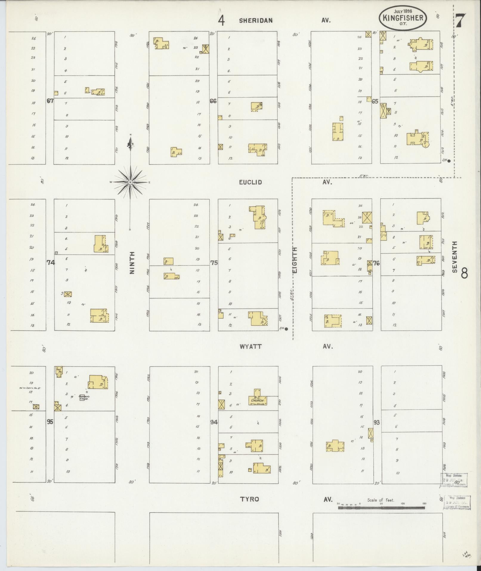 Sanborn Fire Insurance Map from Kingfisher, Kingfisher County, Oklahoma (1898), Sheet #0007 - Historic Sanborn Fire Insurance Map Print, vintage old map wall art, antique decor, genealogy gift, Oklahoma Oklahoma map