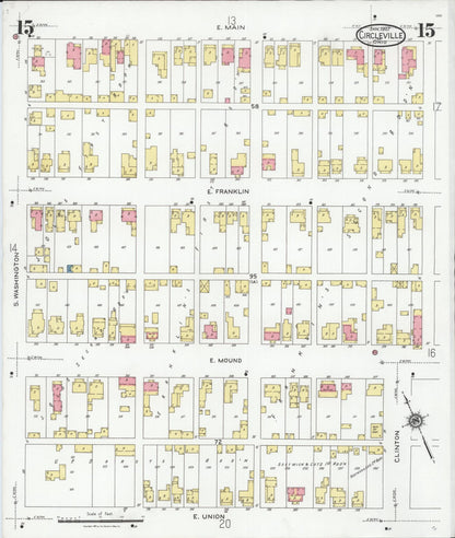 Sanborn Fire Insurance Map from Circleville, Pickaway County, Ohio (1927), Sheet #0015 - Historic Sanborn Fire Insurance Map Print, vintage old map wall art, antique decor, genealogy gift, Ohio Ohio map