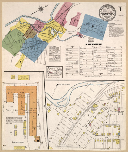 Sanborn Fire Insurance Map from Homer City, Indiana County, Pennsylvania (1917), Sheet #0001 - Historic Sanborn Fire Insurance Map Print, vintage old map wall art, antique decor, genealogy gift, Pennsylvania Pennsylvania map
