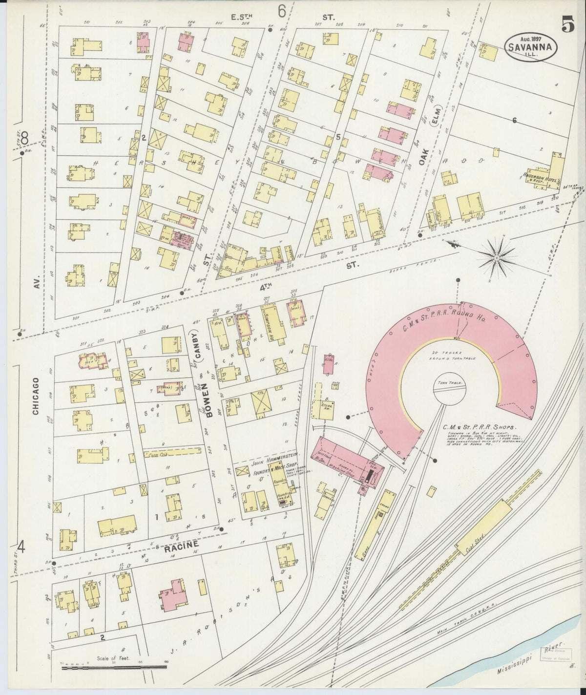 Sanborn Fire Insurance Map from Savanna, Carroll County, Illinois (1897), Sheet #0005 - Complete Map Set gallery image, historic Sanborn map, vintage wall art, Illinois Illinois