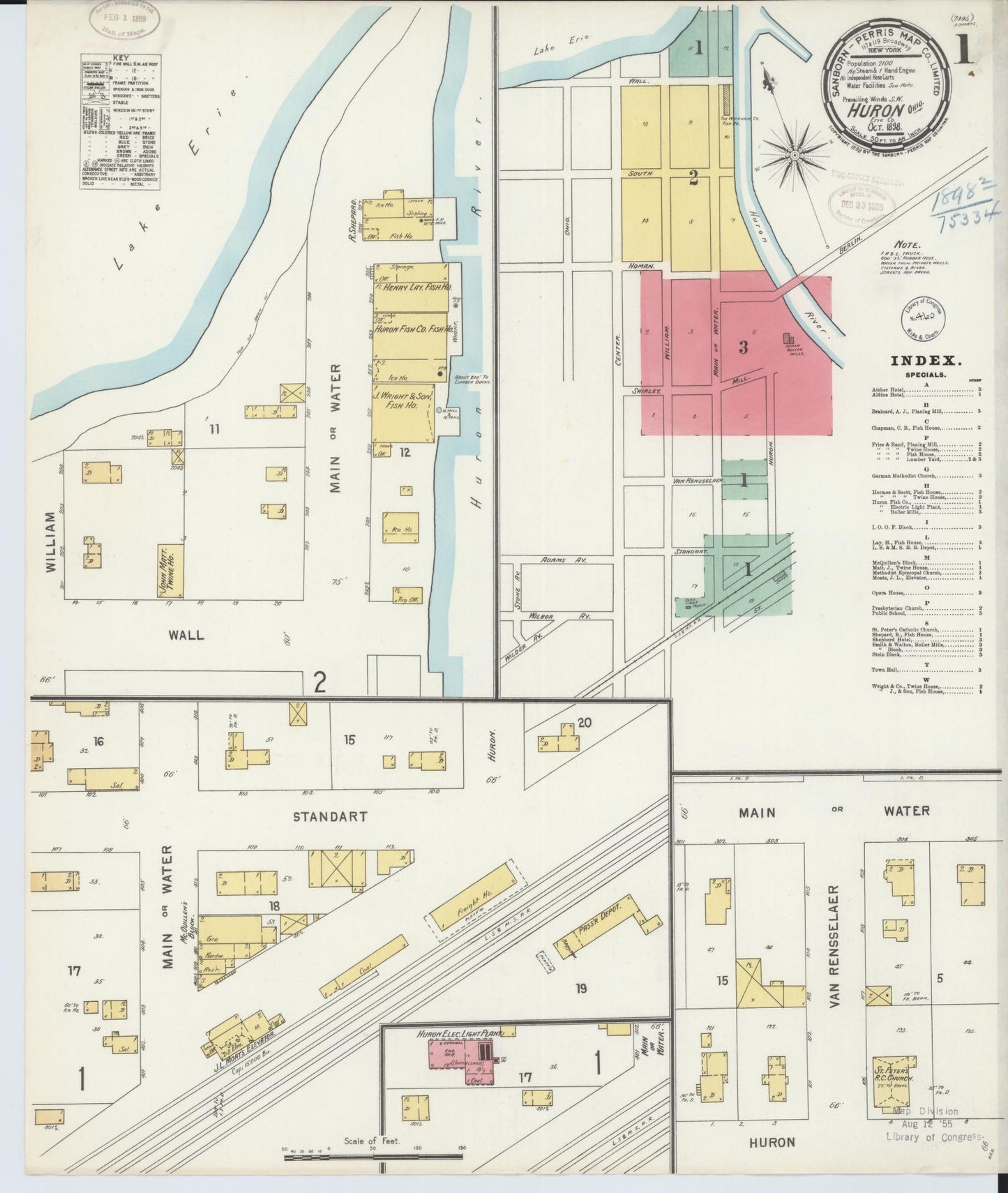 Sanborn Fire Insurance Map from Huron, Erie County, Ohio (1898), Sheet #0001 - Complete Map Set gallery image, historic Sanborn map, vintage wall art, Ohio Ohio