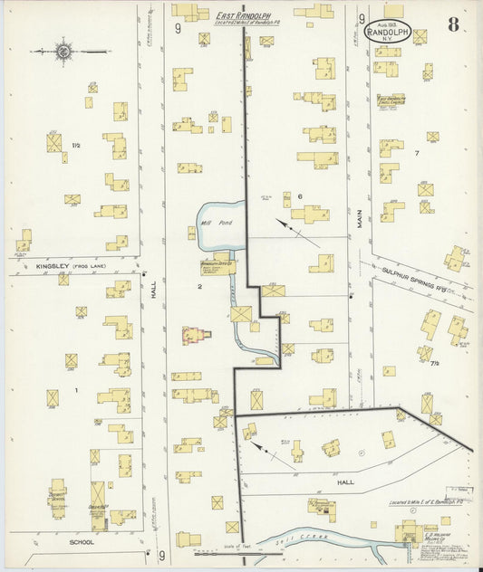 Sanborn Fire Insurance Map from Randolph, Cattaraugus County, New York (1913), Sheet #0008 - Historic Sanborn Fire Insurance Map Print, vintage old map wall art, antique decor, genealogy gift, New York New York map