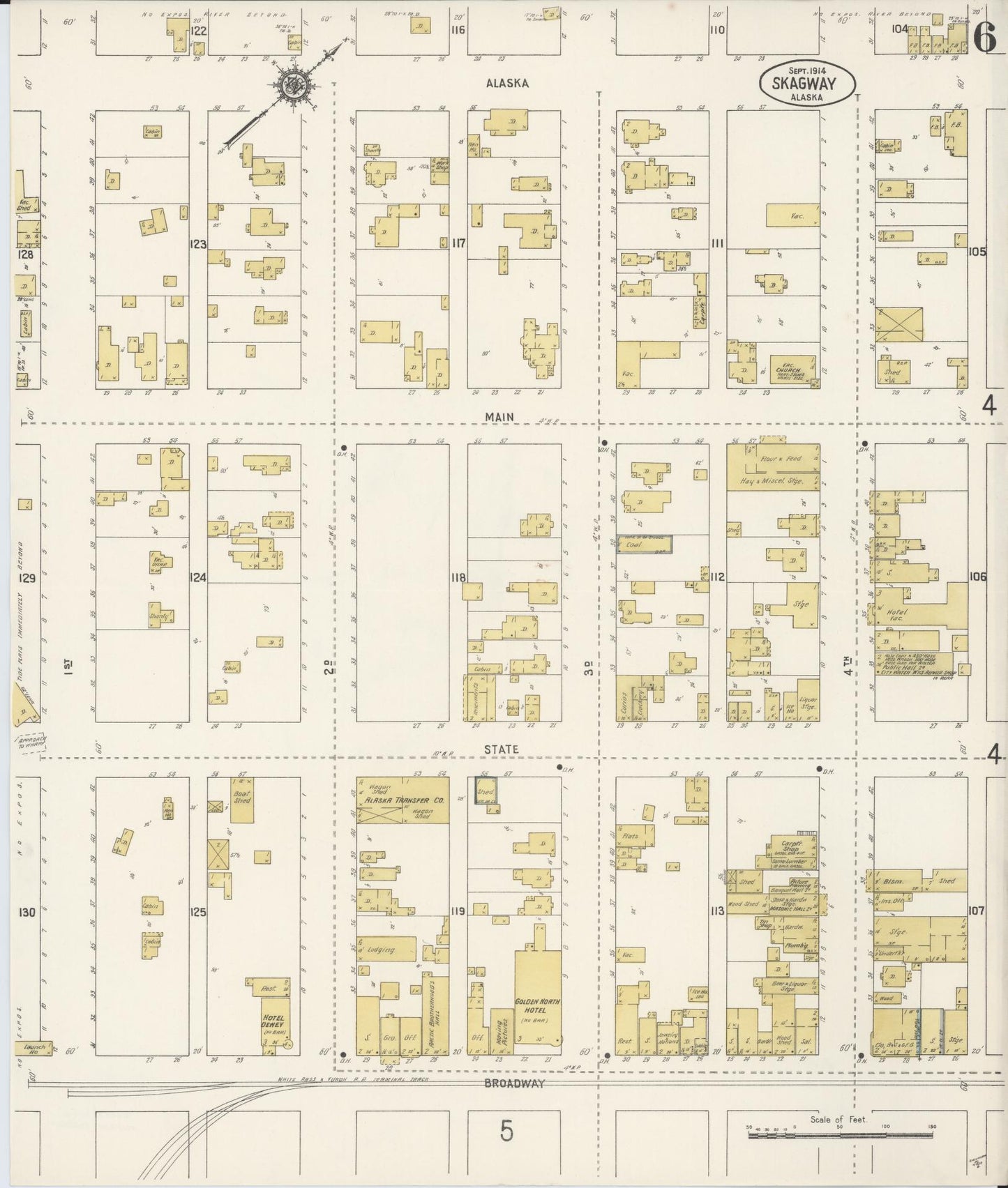 skagway-yakutat census division, Alaska - 1914 - Sanborn Fire Insurance Map, Sheet 0006 - Historic Sanborn Fire Insurance Map Print, skagway-yakutat census division Alaska 1914 0006 vintage old map wall art