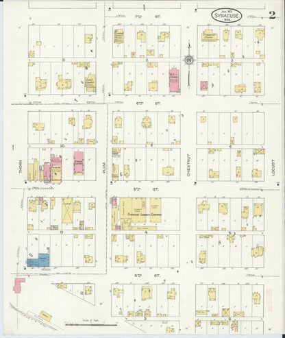 Sanborn Fire Insurance Map from Syracuse, Otoe County, Nebraska (1913), Sheet #0002 - Complete Map Set gallery image, historic Sanborn map, vintage wall art, Nebraska Nebraska