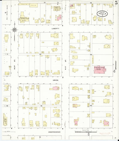 Sanborn Fire Insurance Map from Pella, Marion County, Iowa (1911), Sheet #0005 - Historic Sanborn Fire Insurance Map Print, vintage old map wall art