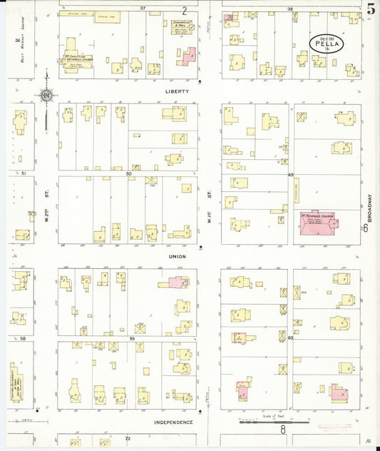 Sanborn Fire Insurance Map from Pella, Marion County, Iowa (1911), Sheet #0005 - Historic Sanborn Fire Insurance Map Print, vintage old map wall art