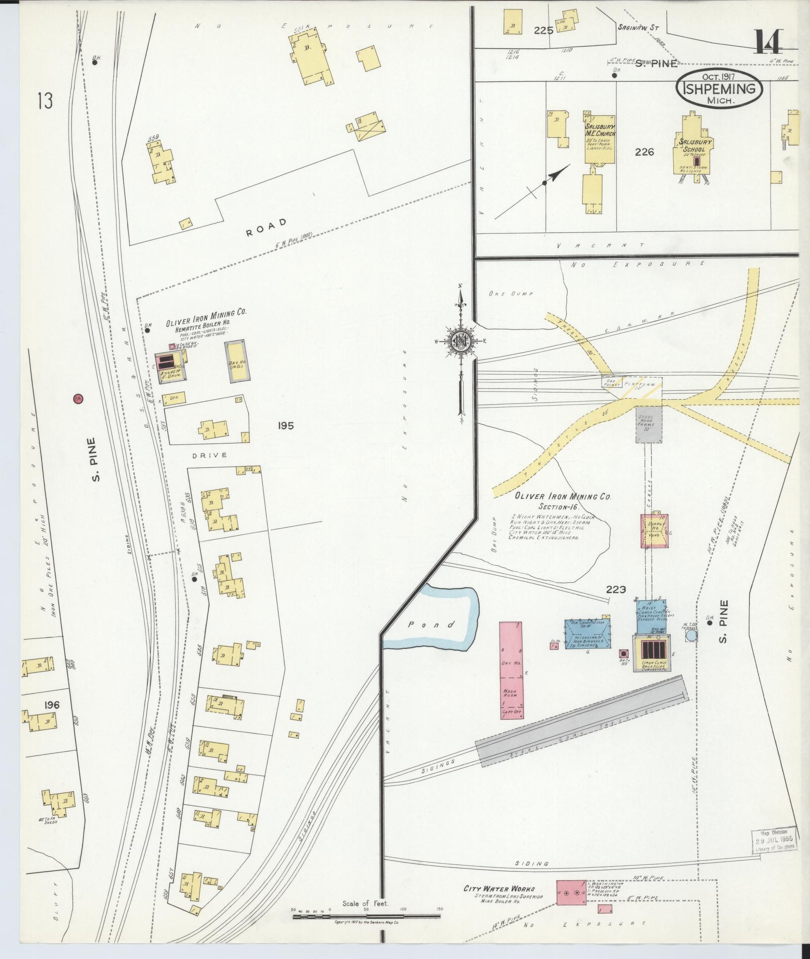 Sanborn Fire Insurance Map from Ishpeming, Marquette County, Michigan (1917), Sheet #0014 - Complete Map Set gallery image, historic Sanborn map, vintage wall art, Michigan Michigan