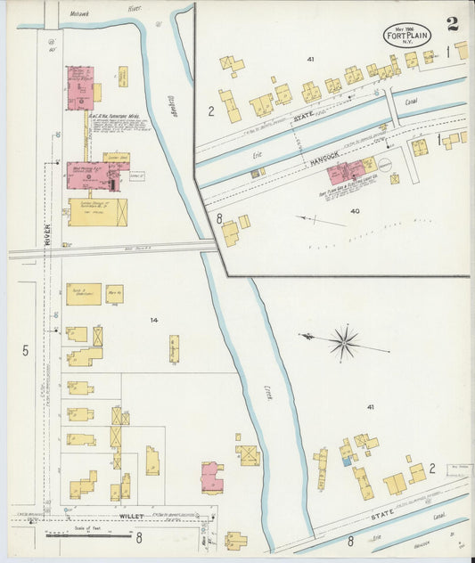 Sanborn Fire Insurance Map from Fort Plain, Montgomery County, New York (1906), Sheet #0002 - Historic Sanborn Fire Insurance Map Print, vintage old map wall art, antique decor, genealogy gift, New York New York map