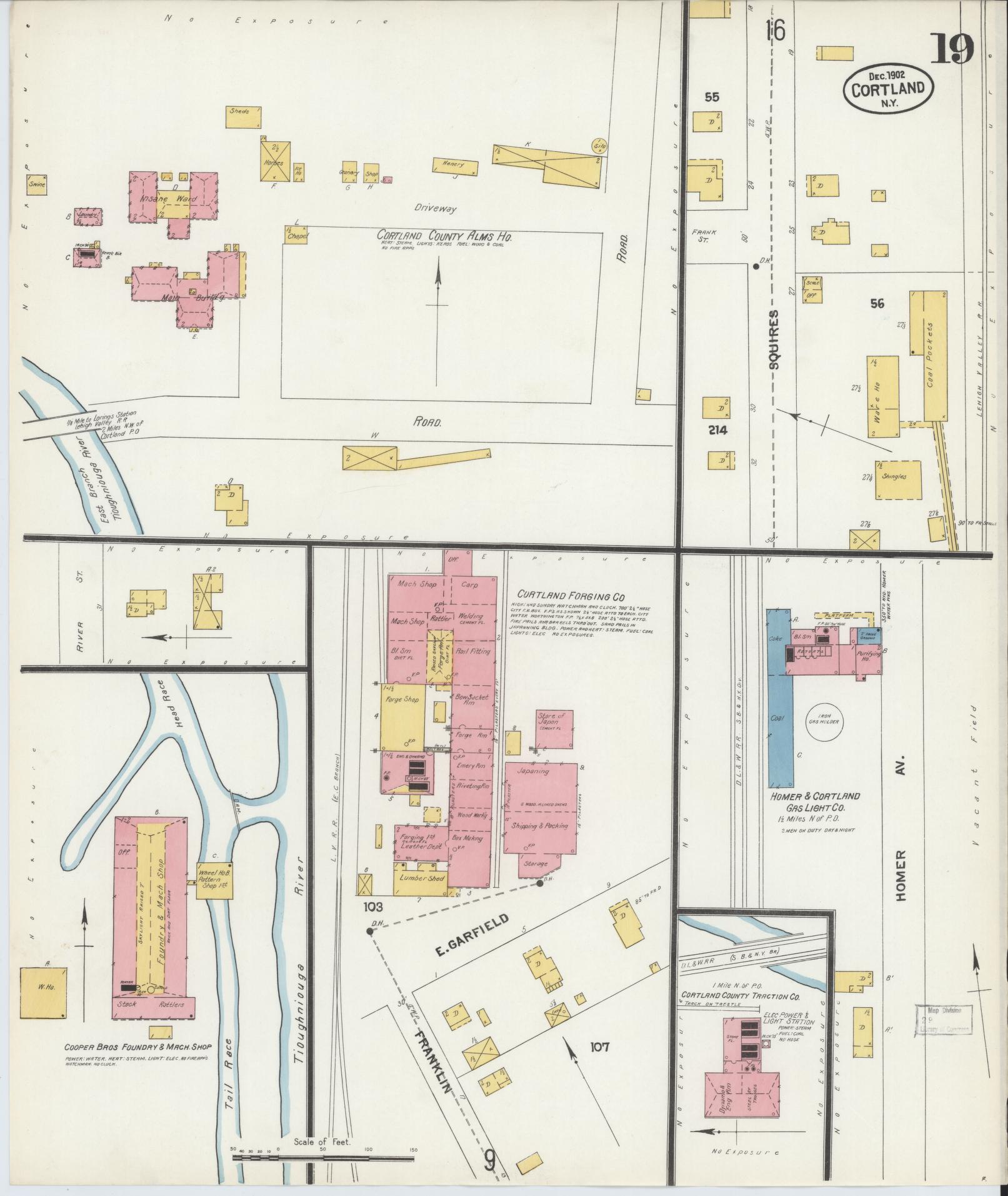 Sanborn Fire Insurance Map from Cortland, Cortland County, New York (1902), Sheet #0019 - Complete Map Set gallery image, historic Sanborn map, vintage wall art, New York New York