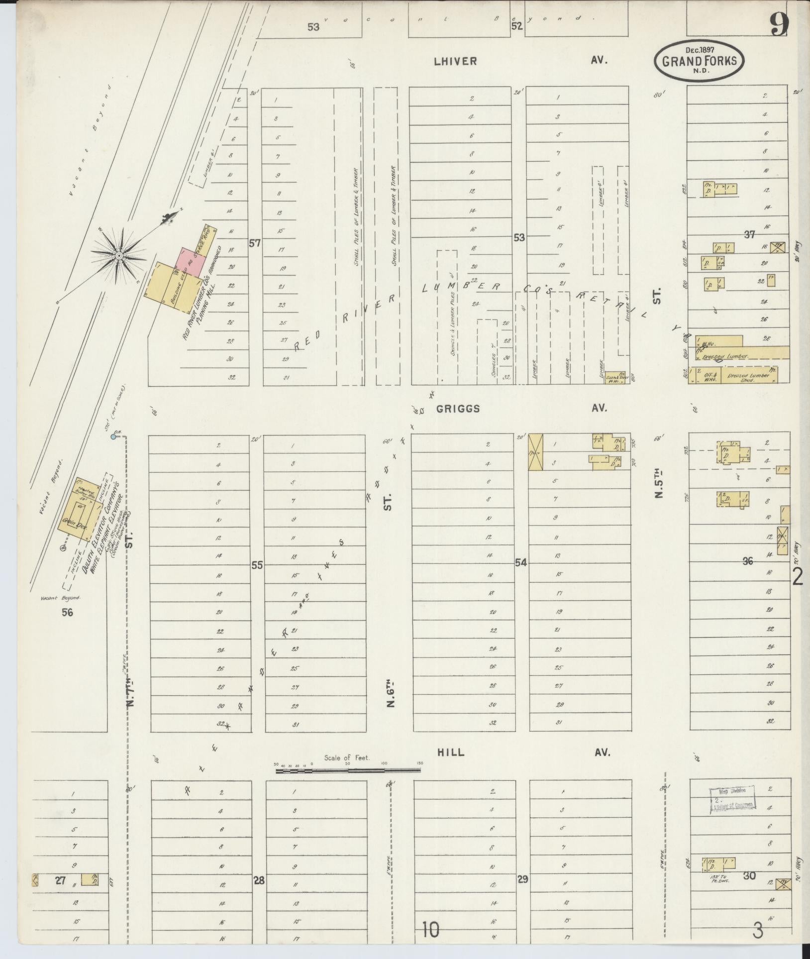 Sanborn Fire Insurance Map from Grand Forks, Grand Forks County, North Dakota (1897), Sheet #0009 - Complete Map Set gallery image, historic Sanborn map, vintage wall art, North Dakota North Dakota