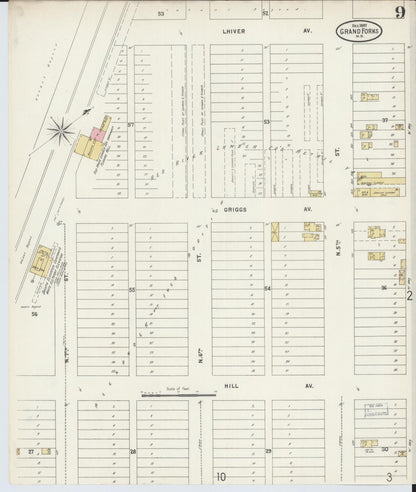 Sanborn Fire Insurance Map from Grand Forks, Grand Forks County, North Dakota (1897), Sheet #0009 - Complete Map Set gallery image, historic Sanborn map, vintage wall art, North Dakota North Dakota