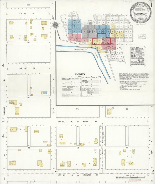 Sanborn Fire Insurance Map from Columbus, Stillwater County, Montana (1920), Sheet #0001 - Complete Map Set gallery image, historic Sanborn map, vintage wall art, Montana Montana