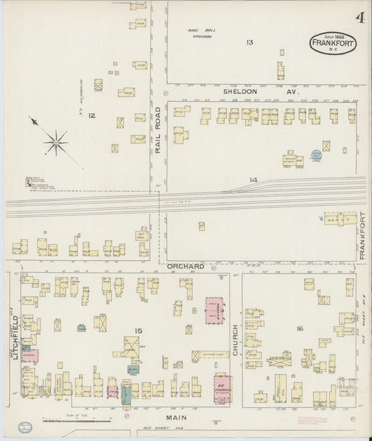 Sanborn Fire Insurance Map from Frankfort, Herkimer County, New York (1886), Sheet #0004 - Historic Sanborn Fire Insurance Map Print, vintage old map wall art, antique decor, genealogy gift, New York New York map