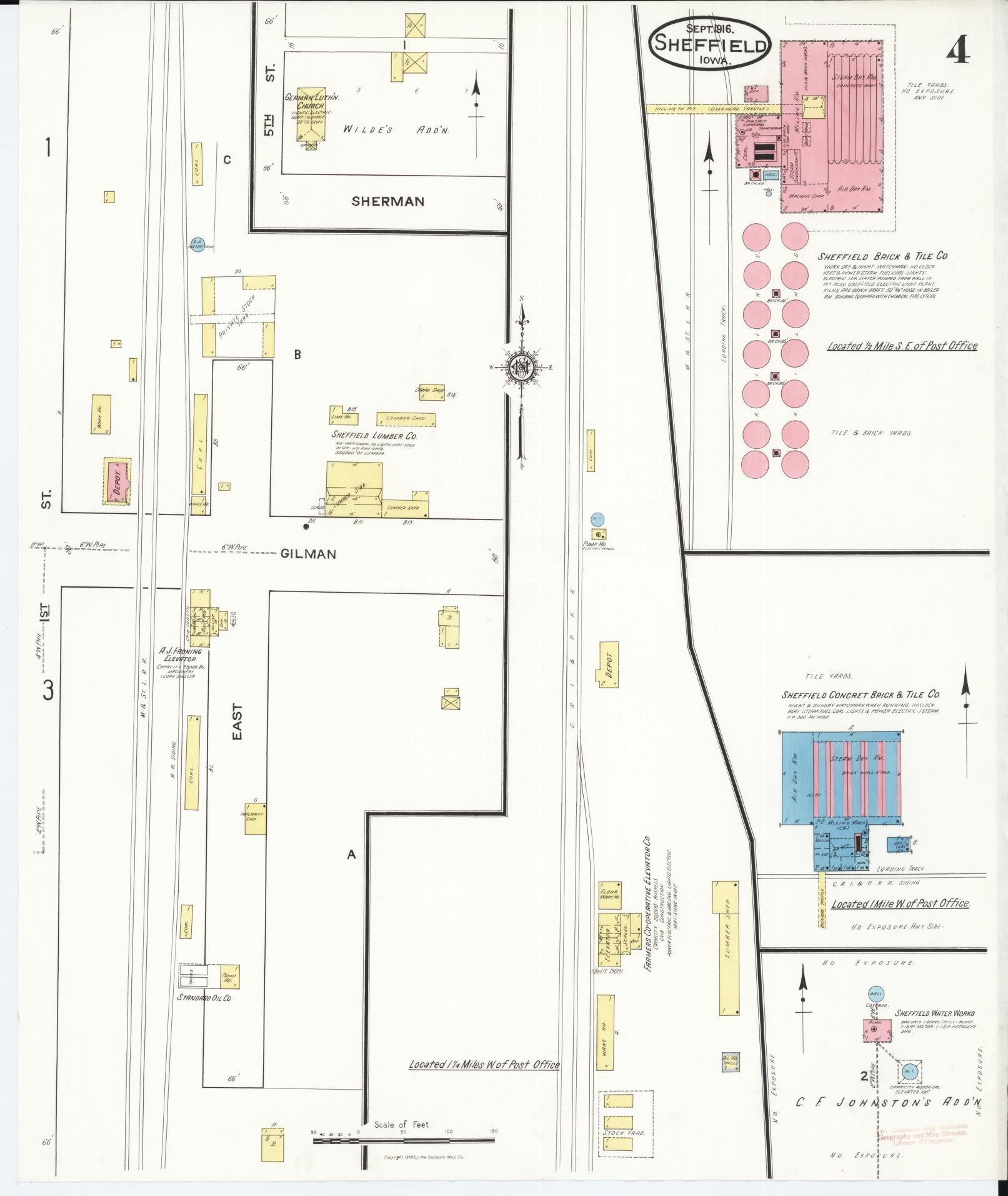 Sanborn Fire Insurance Map from Sheffield, Franklin County, Iowa (1916), Sheet #0004 - Historic Sanborn Fire Insurance Map Print, vintage old map wall art